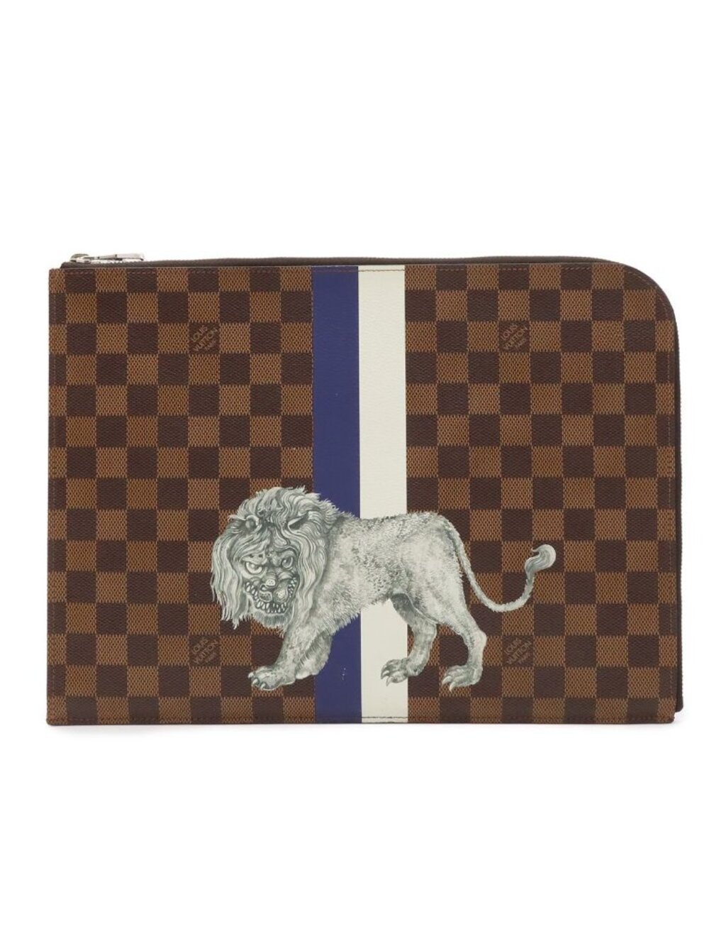 Louis Vuitton Damier Pochette Jules GM Chapman Brazza Collaboration Lion